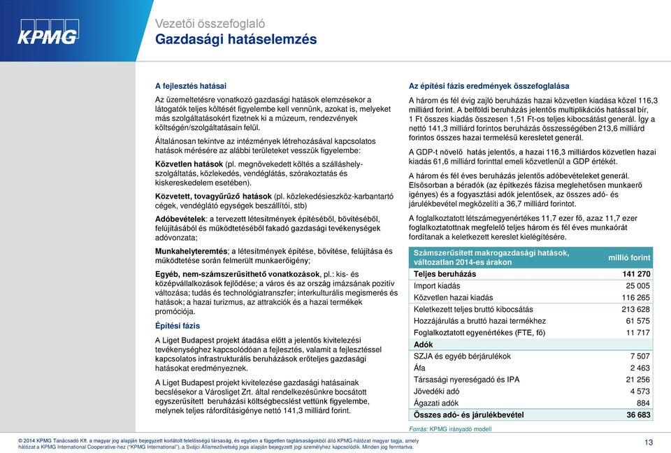 Általánosan tekintve az intézmények létrehozásával kapcsolatos hatások mérésére az alábbi területeket vesszük figyelembe: Közvetlen hatások (pl.