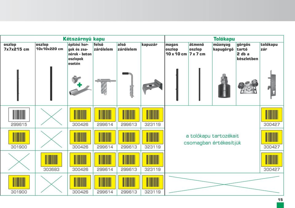 tartó 2 db a készletben tolókapu zár 299615 300426 299614 299613 323119 300427 a tolókapu tartozékait csomagban