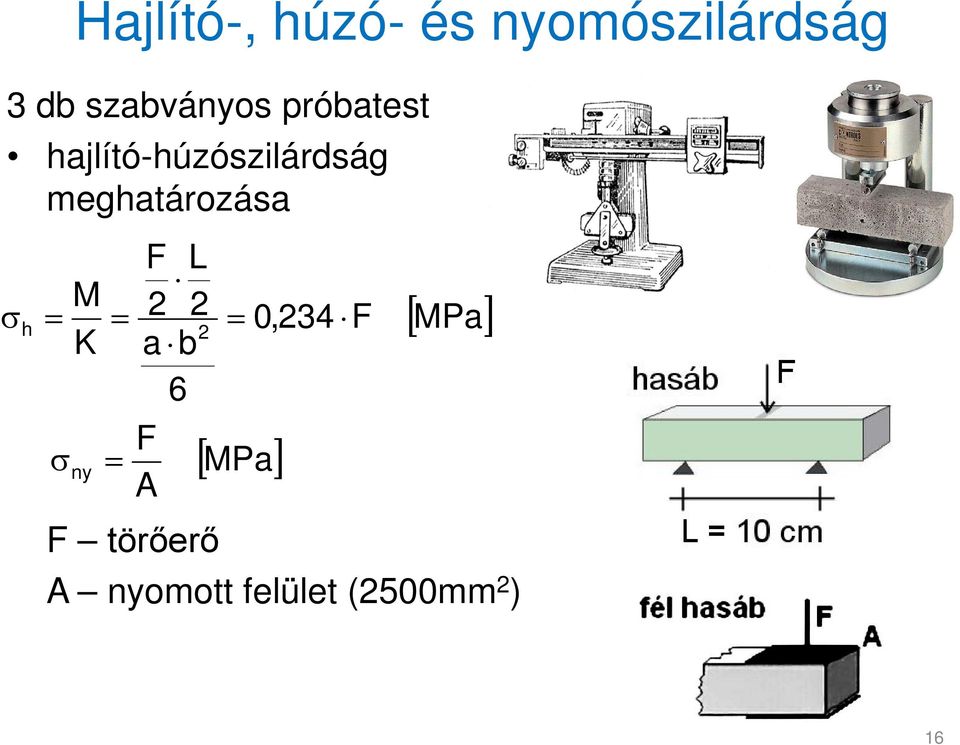 = M K = σ ny = F L 2 2 2 a b 6 F A = 0,234 F [