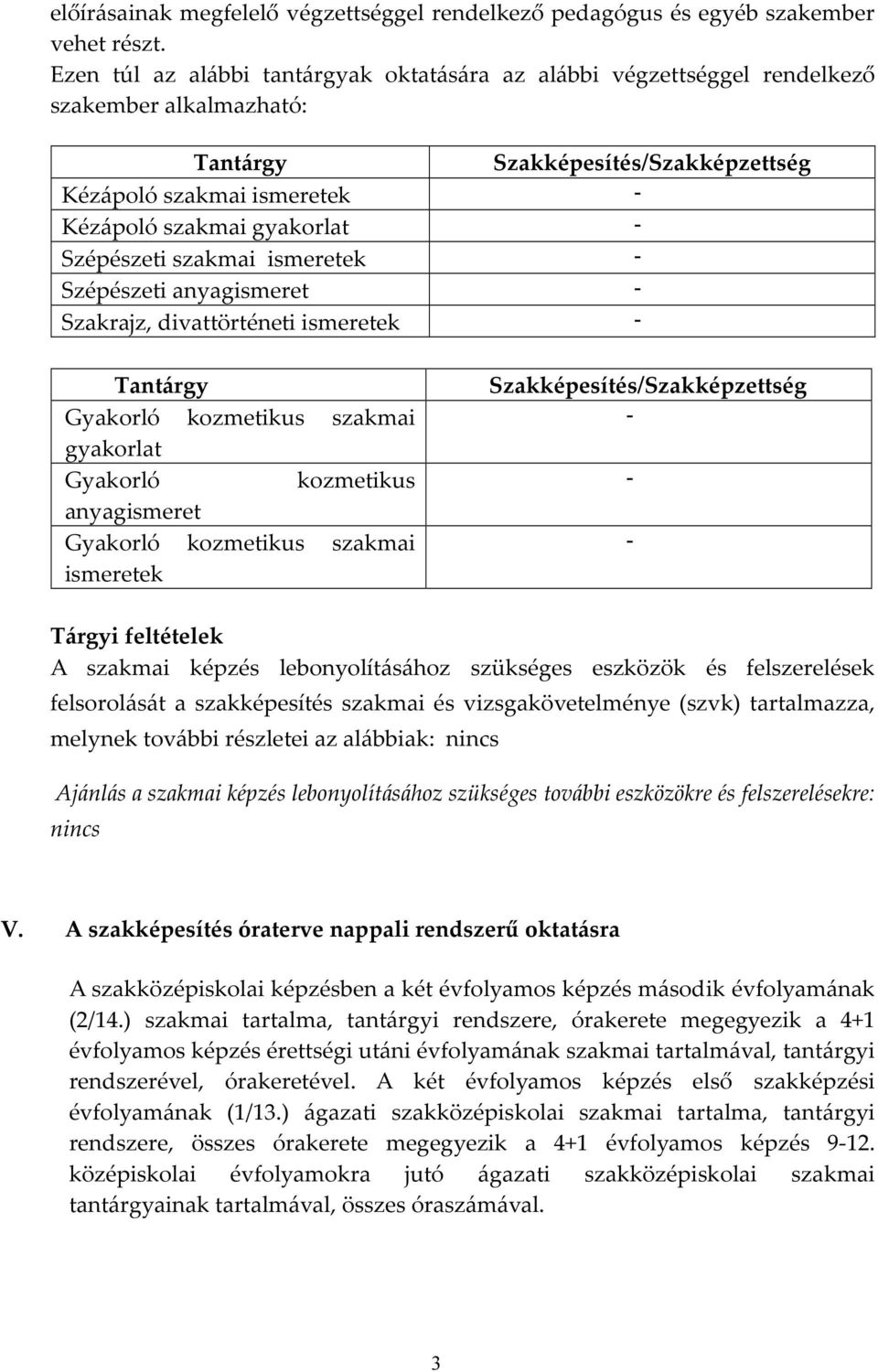 Szépészeti szakmai ismeretek - Szépészeti anyagismeret - Szakrajz, divattörténeti ismeretek - Tantárgy Gyakorló kozmetikus szakmai gyakorlat Gyakorló kozmetikus anyagismeret Gyakorló kozmetikus