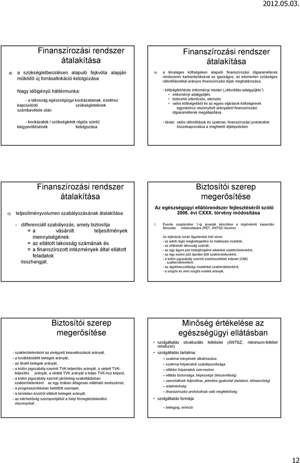 finanszírozási díjparaméterek rendszeres karbantartásával az igazságos, az elismerten szükséges ráfordításokkal arányos finanszírozási díjak meghatározása.