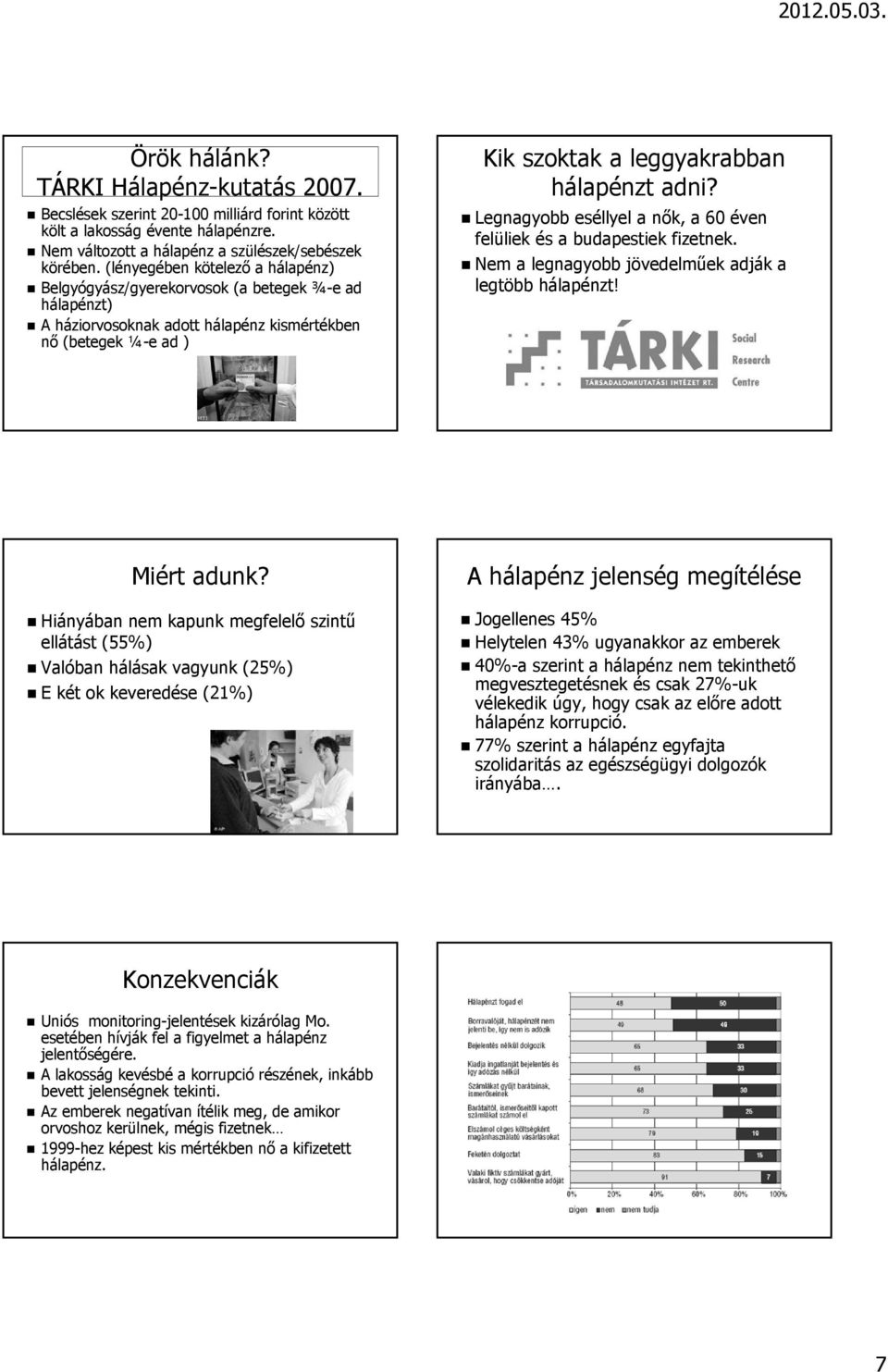 Legnagyobb eséllyel a nők, a 60 éven felüliek és a budapestiek fizetnek. Nem a legnagyobb jövedelműek adják a legtöbb hálapénzt! Miért adunk?