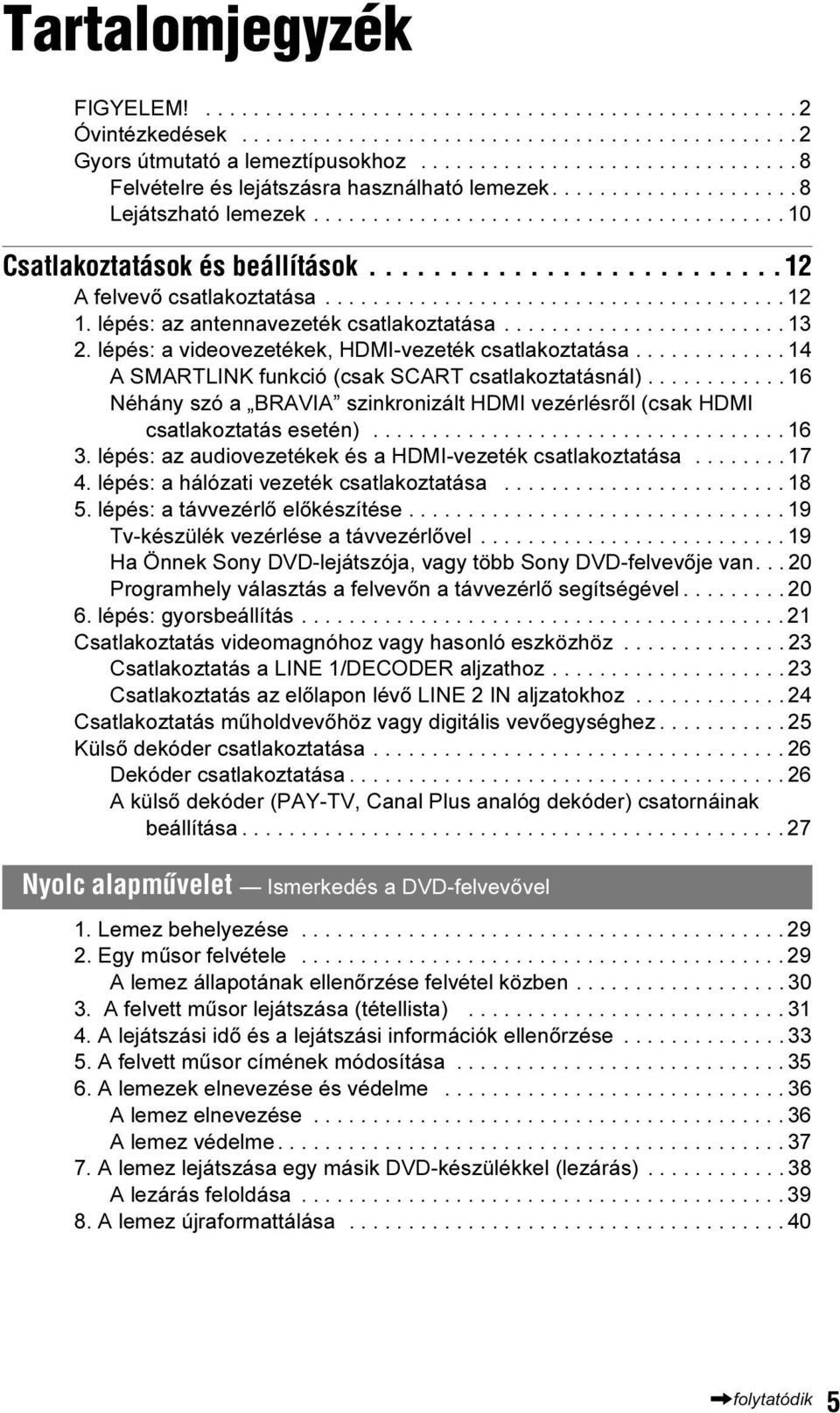 .........................12 A felvevő csatlakoztatása....................................... 12 1. lépés: az antennavezeték csatlakoztatása........................ 13 2.