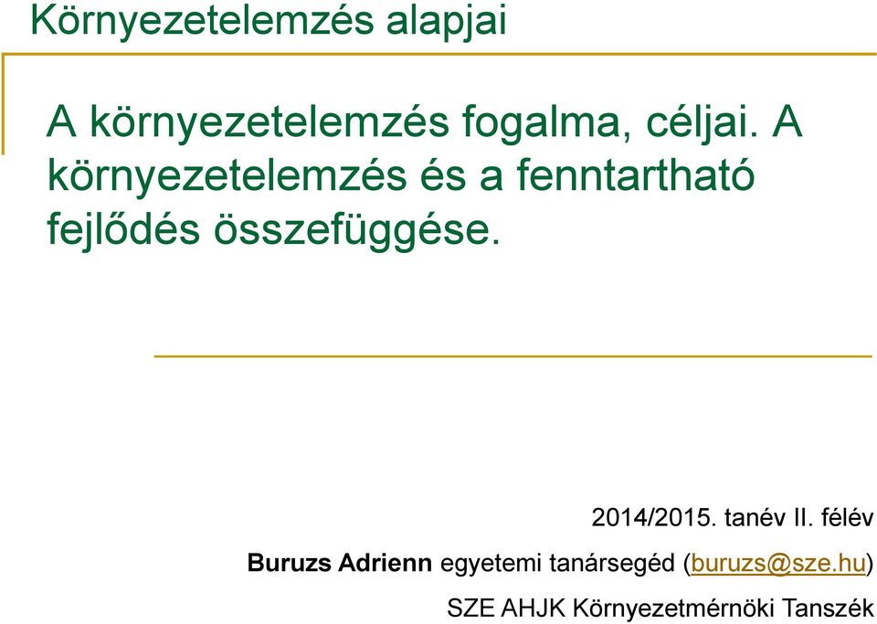 A környezetelemzés és a fenntartható fejlődés