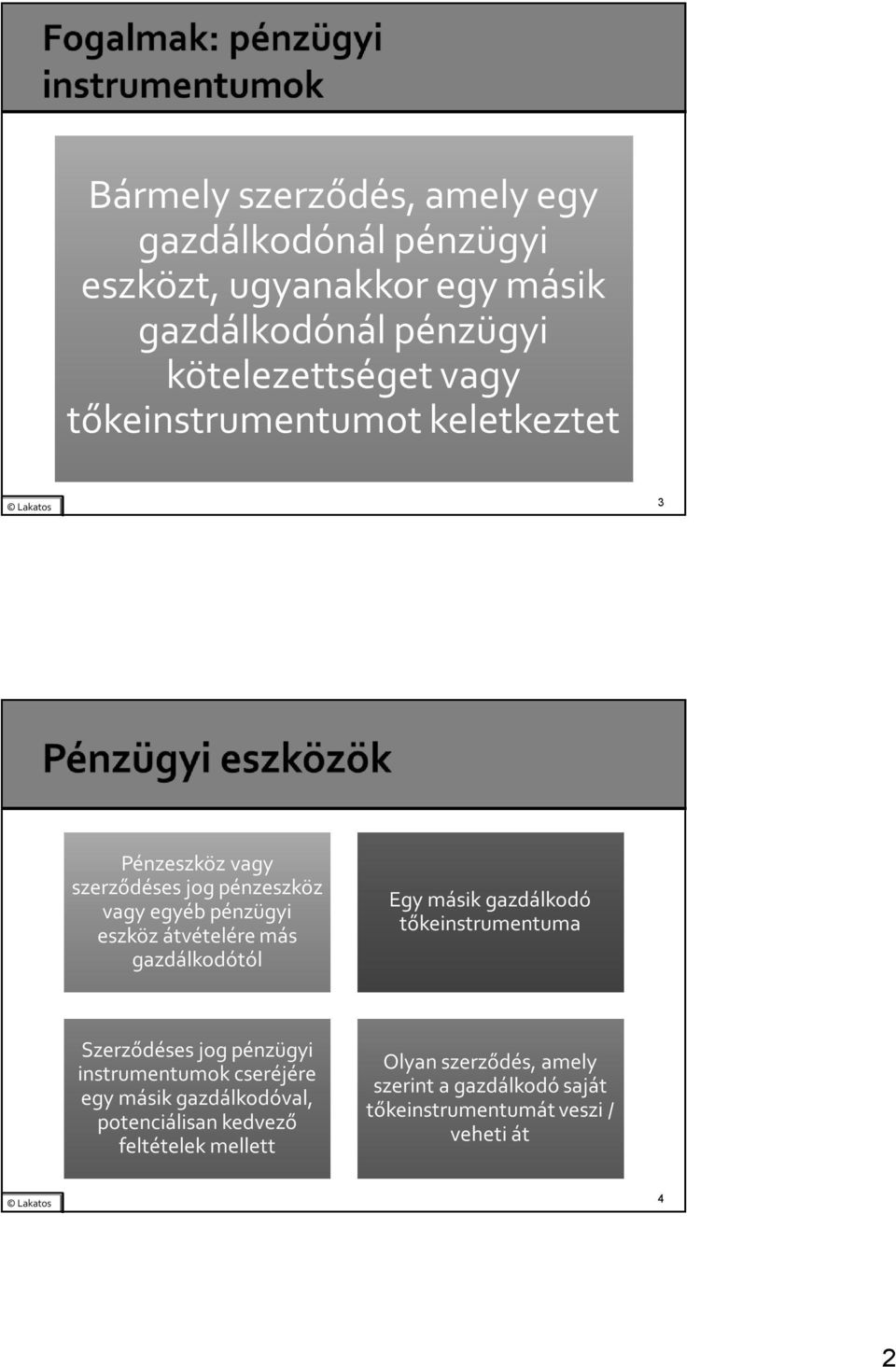 gazdálkodótól Egy másik gazdálkodó tőkeinstrumentuma Szerződéses jog pénzügyi instrumentumok cseréjére egy másik