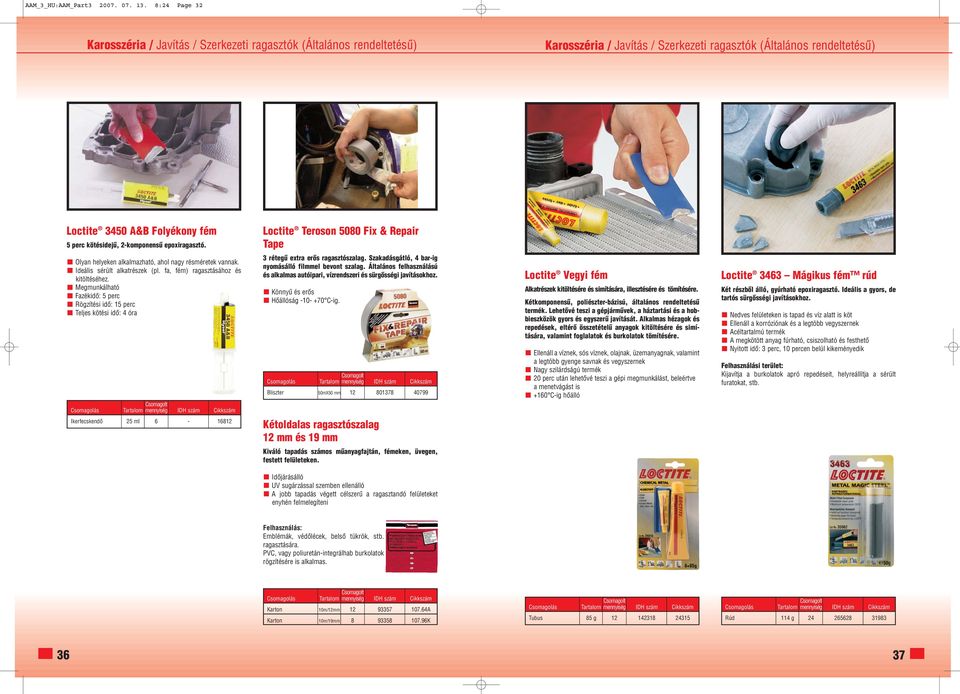 kötésidejű, 2-komponensű epoxiragasztó. Loctite Teroson 5080 Fix & Repair Tape Olyan helyeken alkalmazható, ahol nagy résméretek vannak. Ideális sérült alkatrészek (pl.