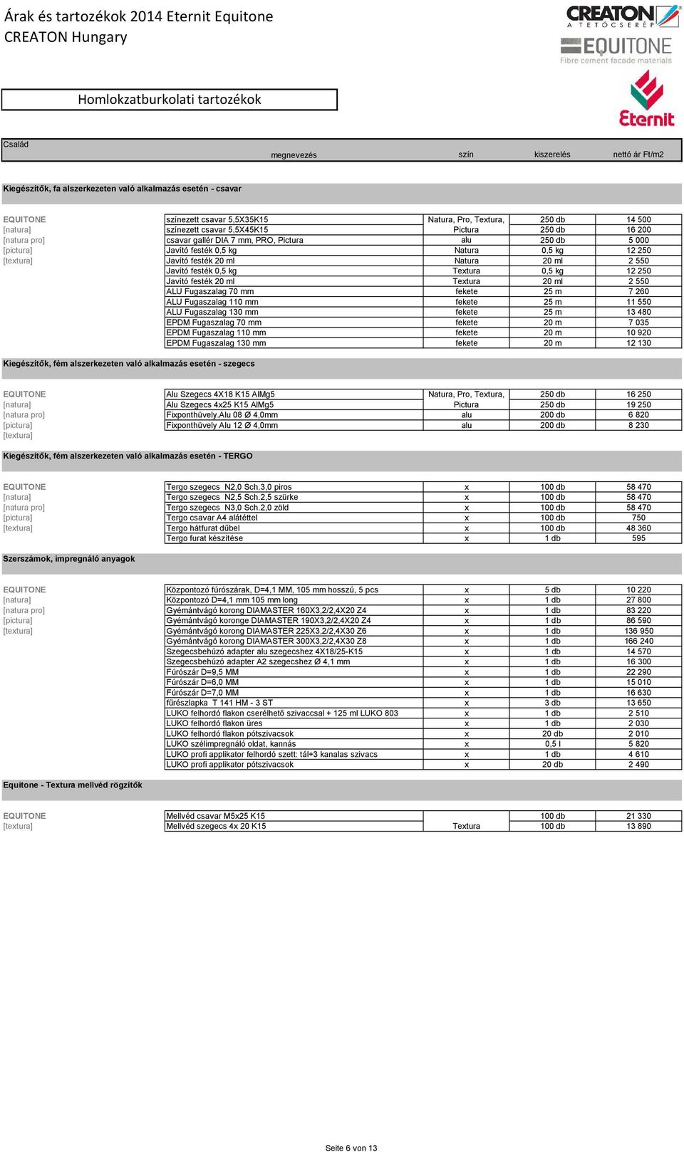 festék 20 ml Natura 20 ml 2 550 Javító festék 0,5 kg Textura 0,5 kg 250 Javító festék 20 ml Textura 20 ml 2 550 ALU Fugaszalag 70 mm fekete 25 m 7 260 ALU Fugaszalag 110 mm fekete 25 m 11 550 ALU