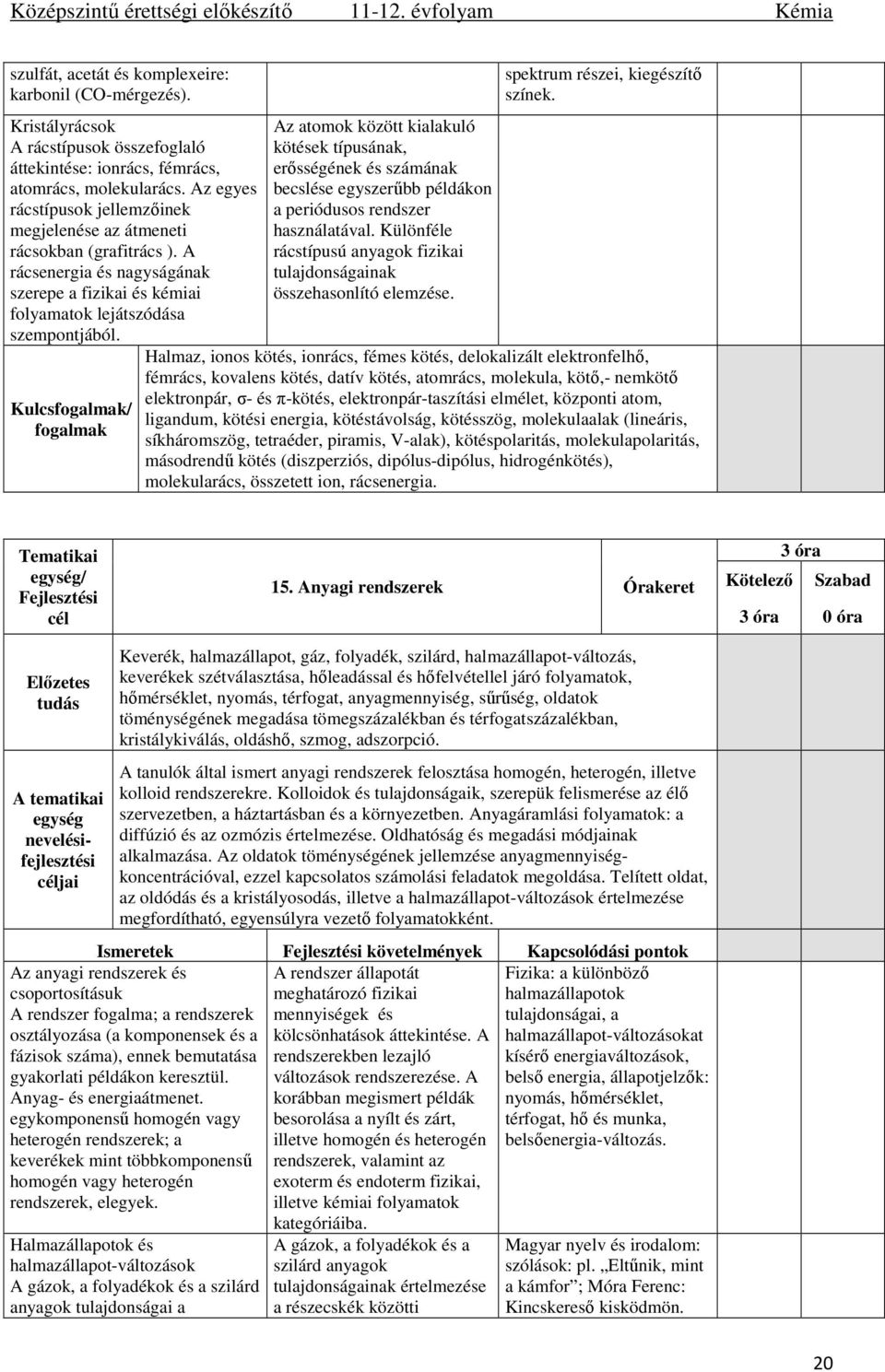 Kulcs/ Az atomok között kialakuló kötések típusának, erősségének és számának becslése egyszerűbb példákon a periódusos rendszer használatával.