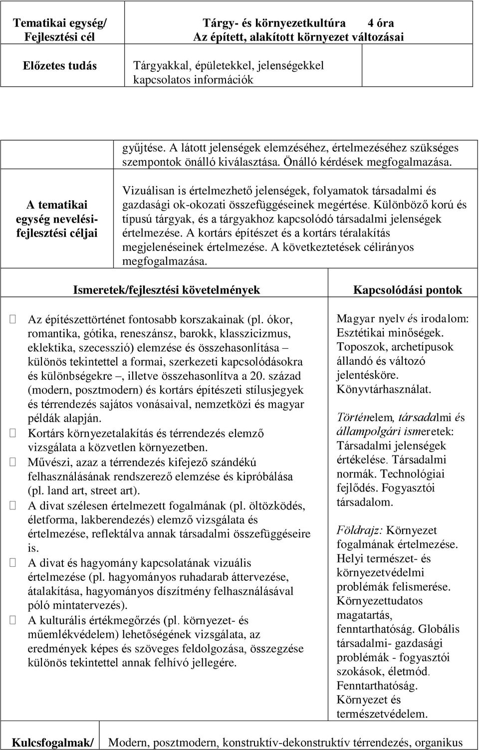 A tematikai egység nevelésifejlesztési Vizuálisan is értelmezhető jelenségek, folyamatok társadalmi és gazdasági ok-okozati összefüggéseinek megértése.