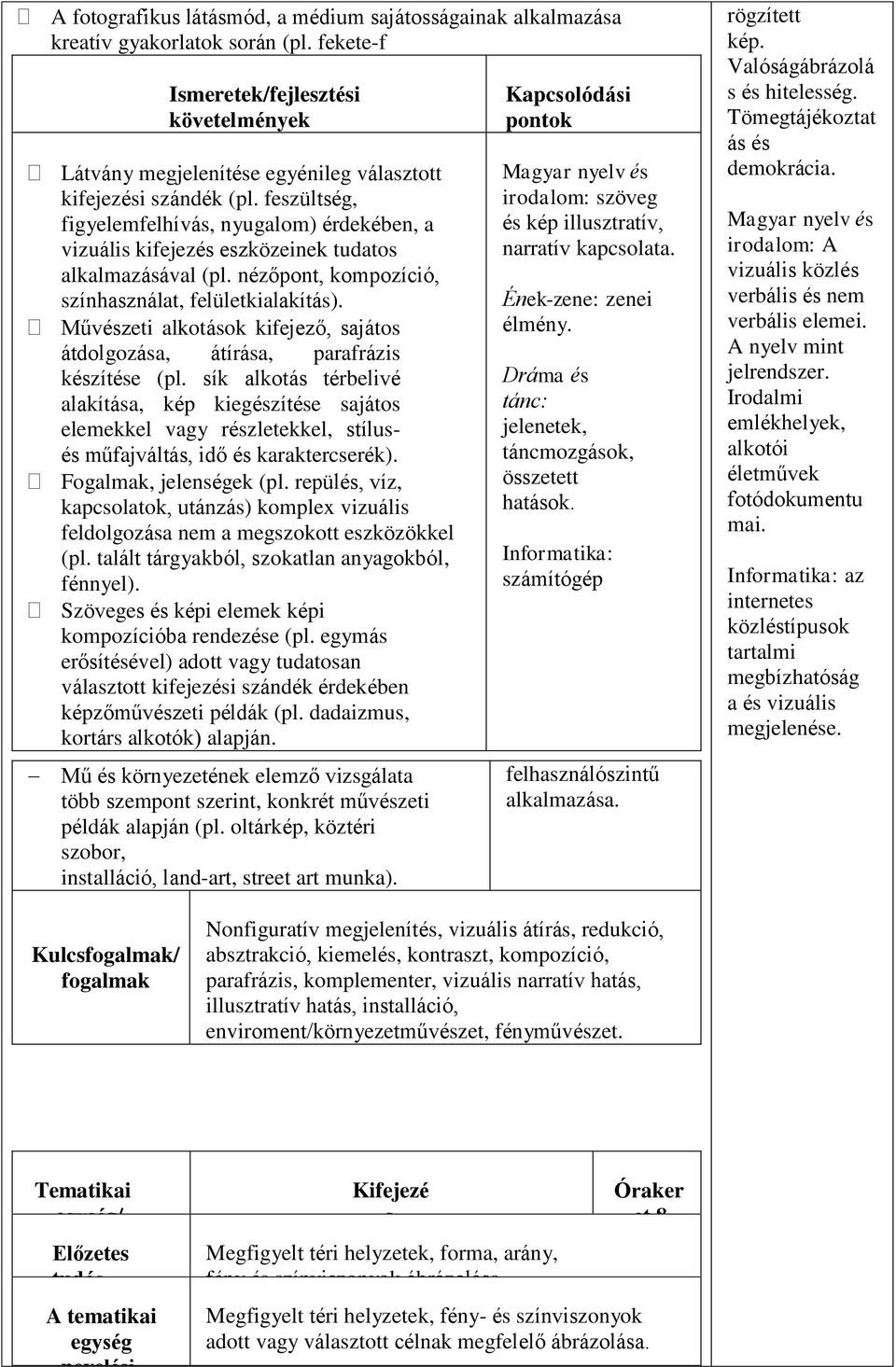 feszültség, figyelemfelhívás, nyugalom) érdekében, a vizuális kifejezés eszközeinek tudatos alkalmazásával (pl. nézőpont, kompozíció, színhasználat, felületkialakítás).