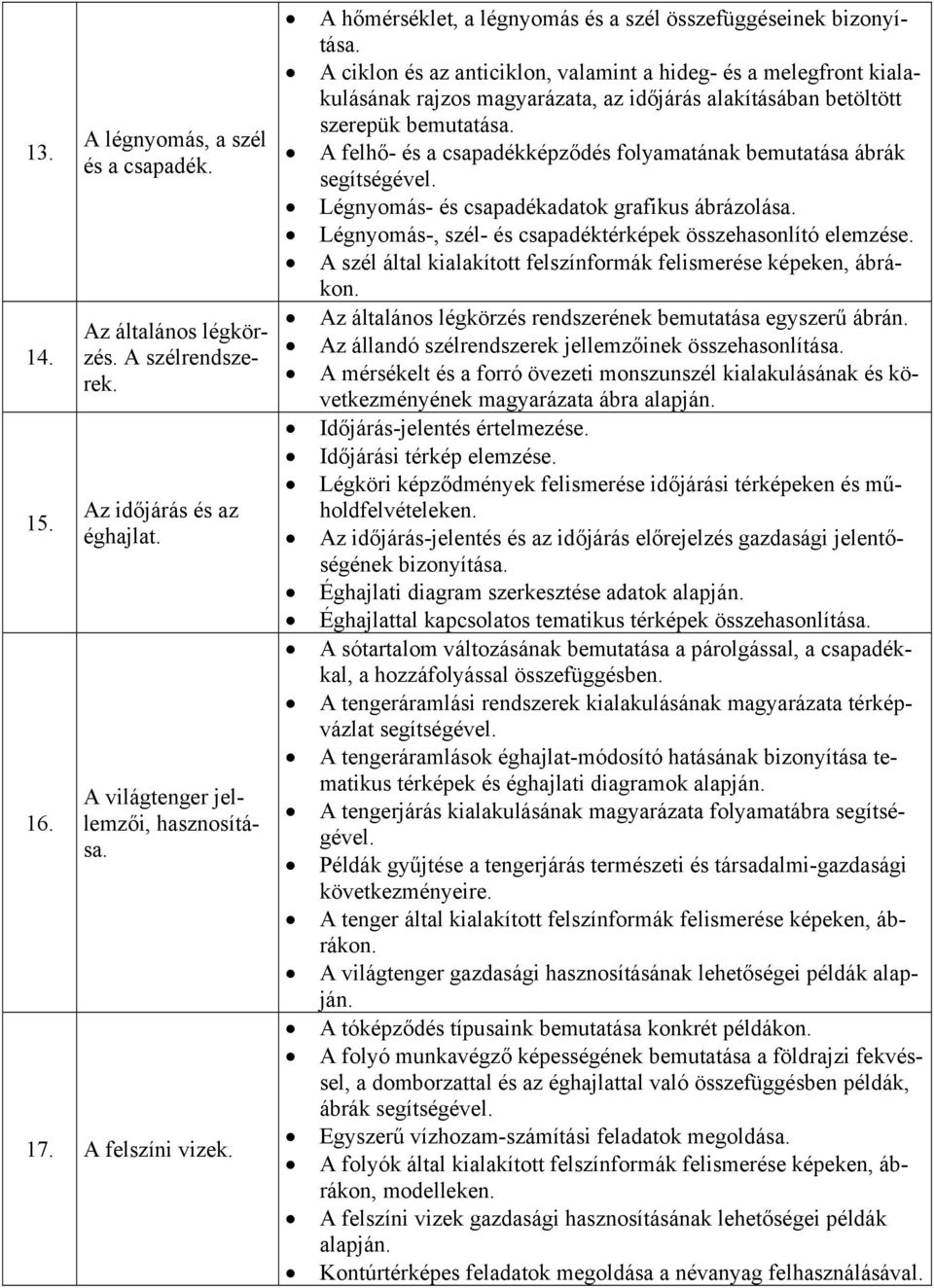 A ciklon és az anticiklon, valamint a hideg- és a melegfront kialakulásának rajzos magyarázata, az időjárás alakításában betöltött szerepük bemutatása.