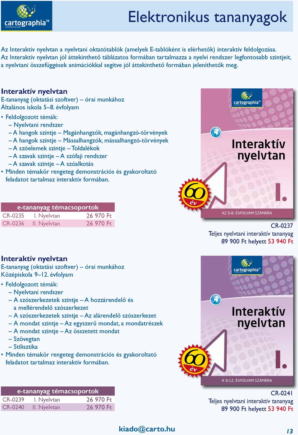 meg. Interaktív nyelvtan E-tananyag (oktatási szoftver) órai munkához Általános iskola 5 8.