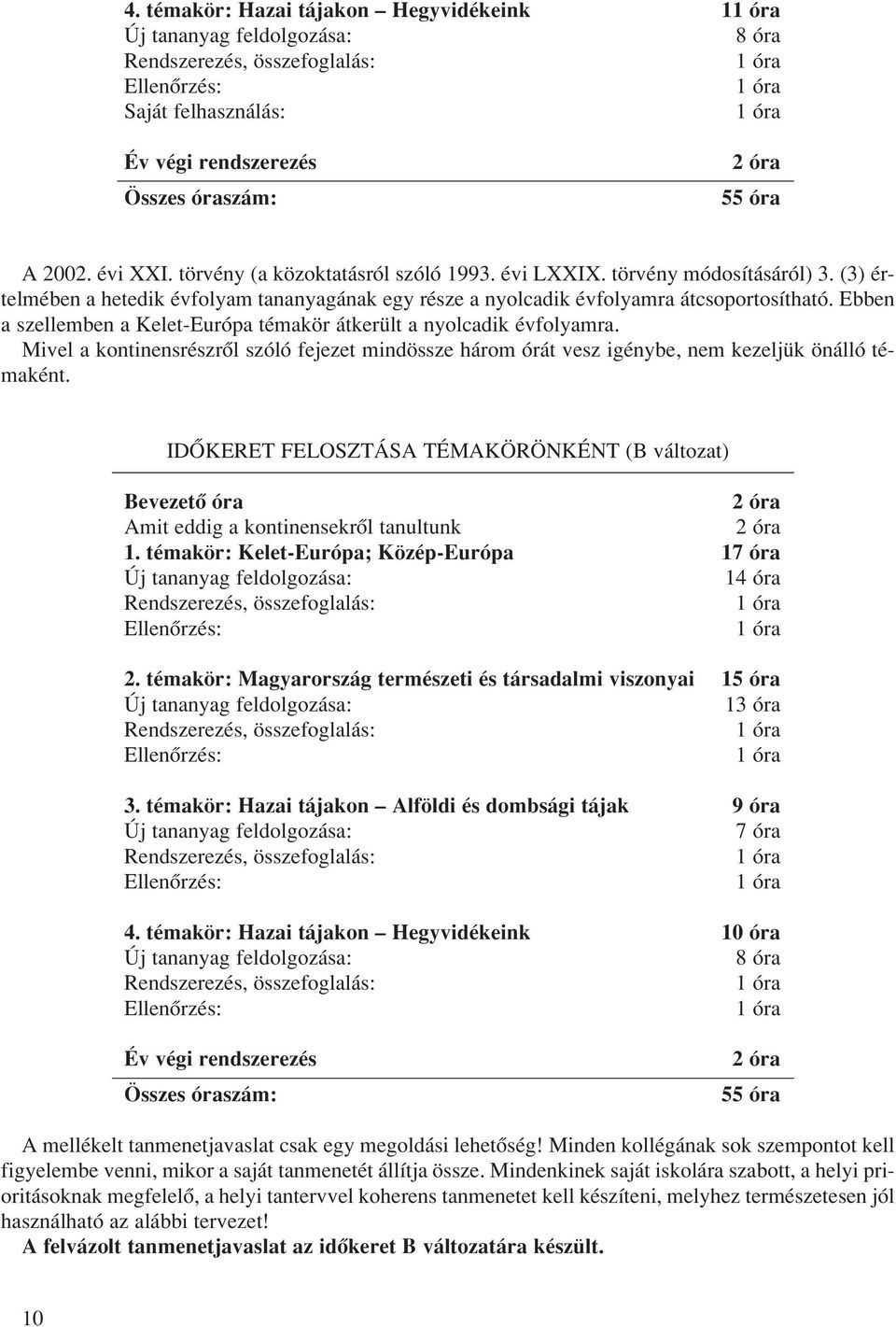 Ebben a szellemben a Kelet-Európa témakör átkerült a nyolcadik évfolyamra. Mivel a kontinensrészrôl szóló fejezet mindössze három órát vesz igénybe, nem kezeljük önálló témaként.