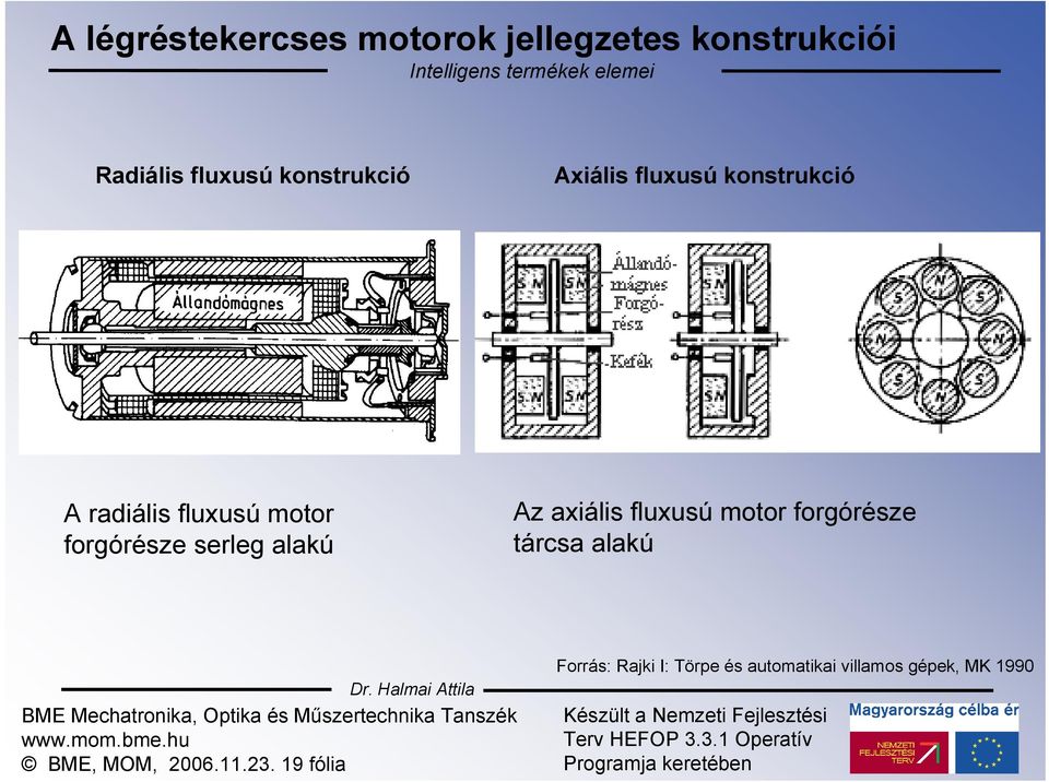 forgórésze serleg alakú Az axiális fluxusú motor forgórésze tárcsa alakú