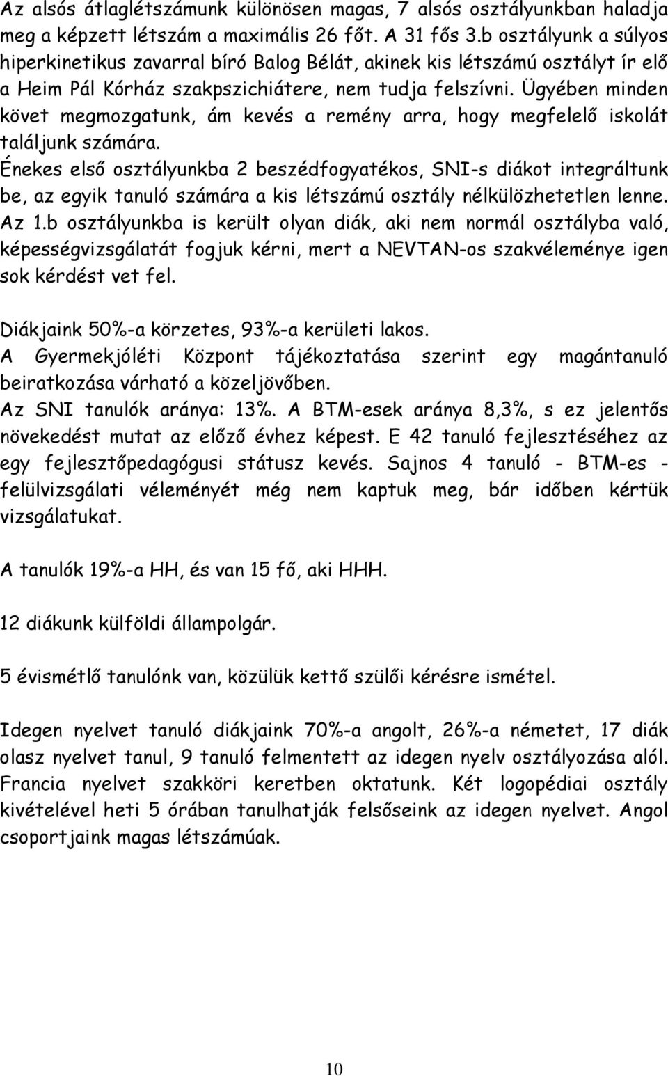 Ügyében minden követ megmozgatunk, ám kevés a remény arra, hogy megfelelő iskolát találjunk számára.