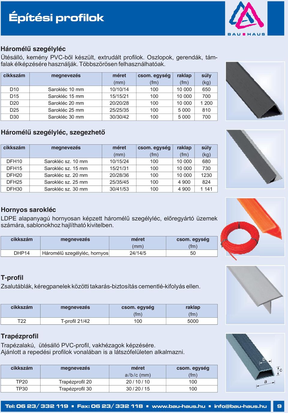 egység raklap súly (mm) (fm) (fm) (kg) D10 Sarokléc 10 mm 10/10/14 100 10 000 650 D15 Sarokléc 15 mm 15/15/1 100 10 000 700 D0 Sarokléc 0 mm 0/0/8 100 10 000 1 00 D5 Sarokléc 5 mm 5/5/35 100 5 000