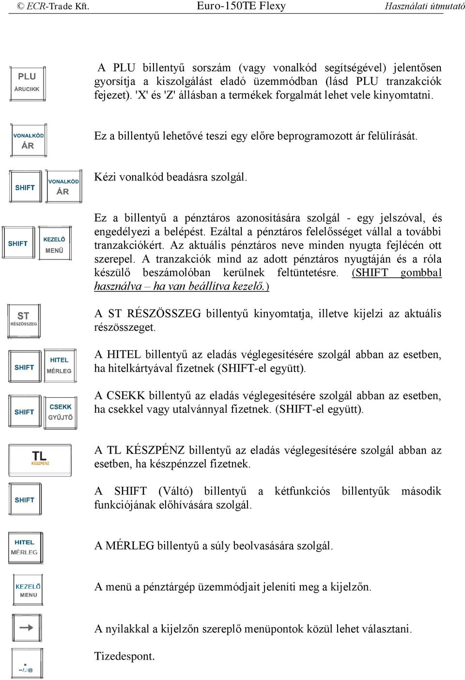 Ez a billentyű a pénztáros azonosítására szolgál - egy jelszóval, és engedélyezi a belépést. Ezáltal a pénztáros felelősséget vállal a további tranzakciókért.