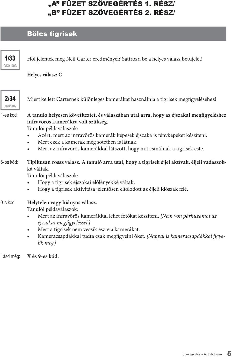 A tanuló helyesen következtet, és válaszában utal arra, hogy az éjszakai megfigyeléshez infravörös kamerákra volt szükség. Azért, mert az infravörös kamerák képesek éjszaka is fényképeket készíteni.