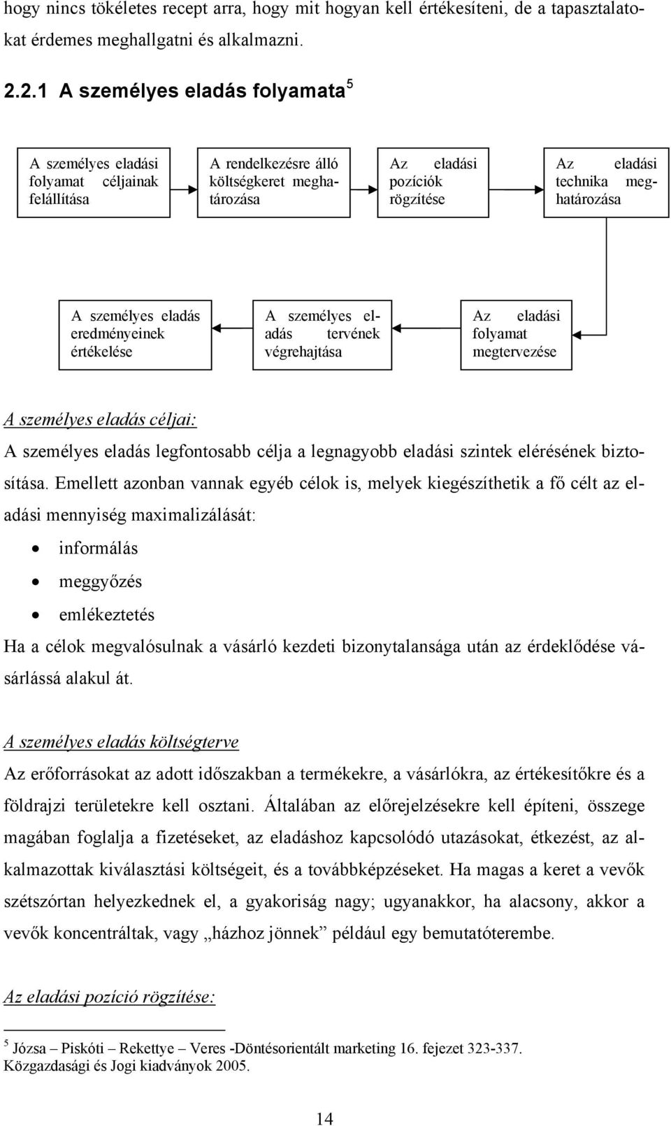 személyes eladás eredményeinek értékelése A személyes eladás tervének végrehajtása Az eladási folyamat megtervezése A személyes eladás céljai: A személyes eladás legfontosabb célja a legnagyobb