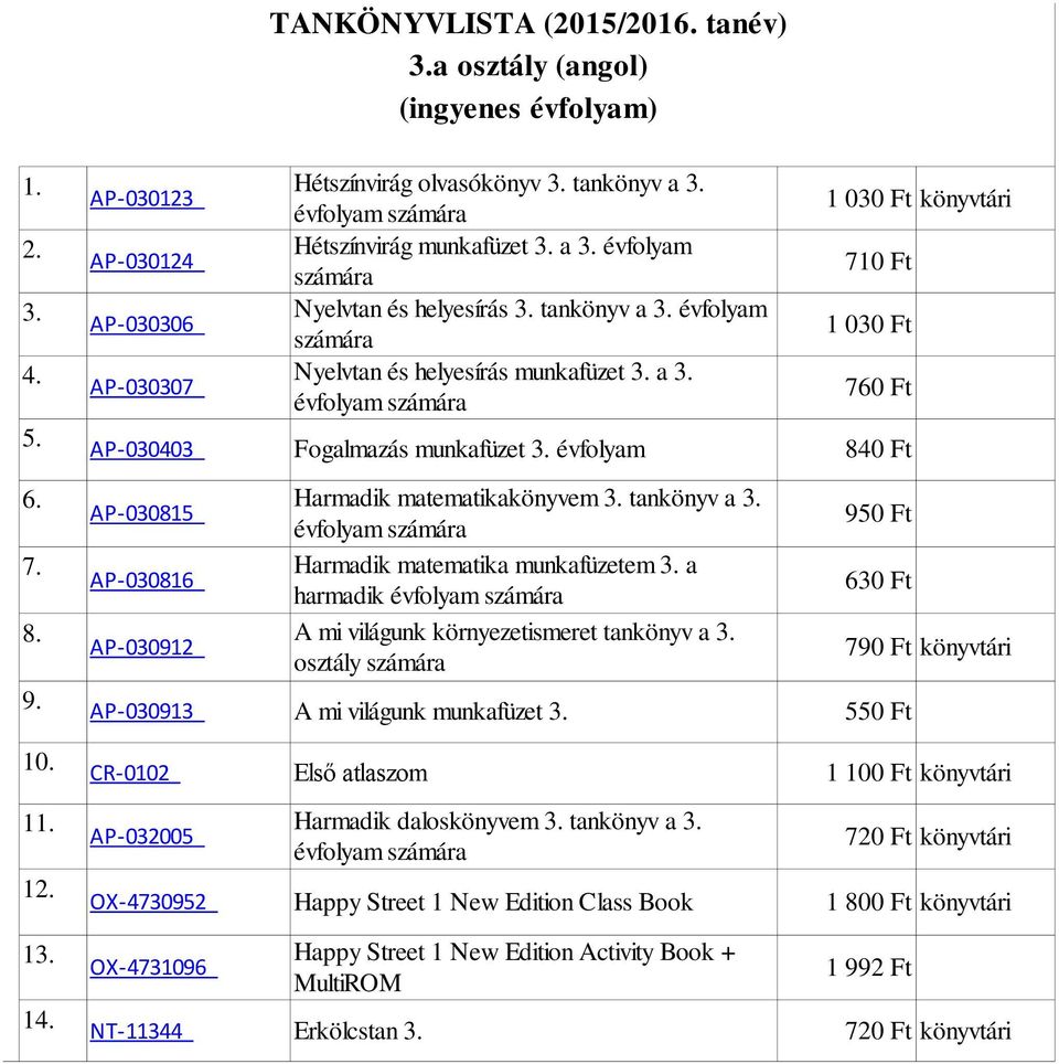 AP-030815 AP-030816 AP-030912 AP-030913 Harmadik matematikakönyvem 3. tankönyv a 3. Harmadik matematika munkafüzetem 3. a harmadik A mi világunk környezetismeret tankönyv a 3.