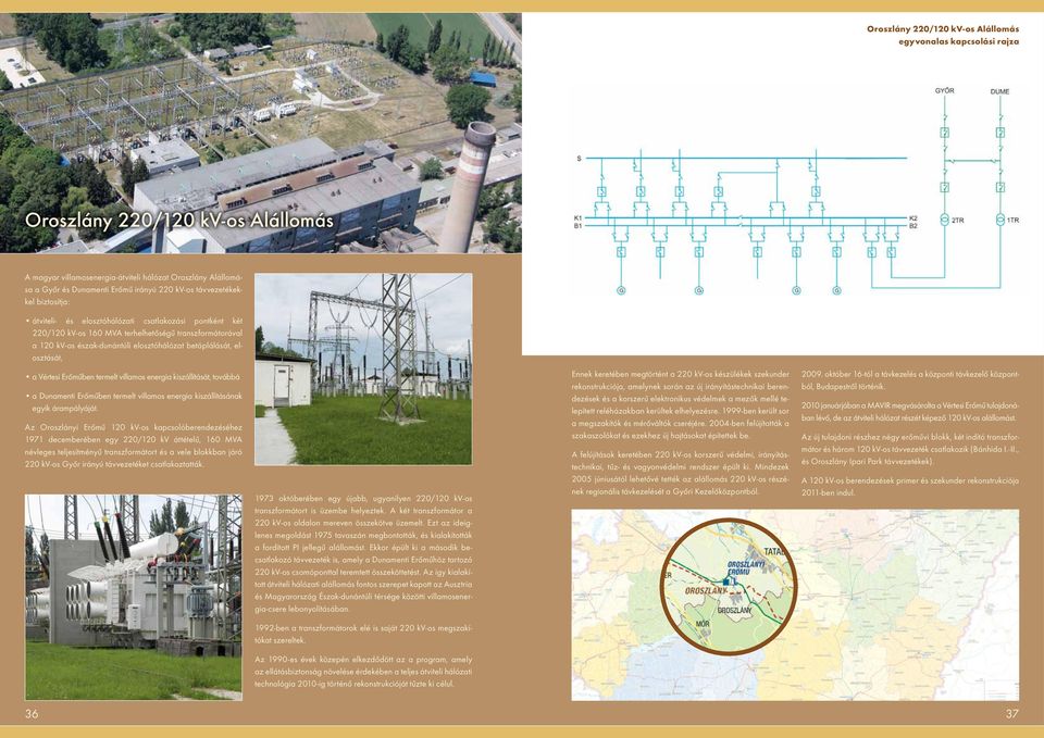Vértesi Erőműben termelt villamos energia kiszállítását, továbbá a Dunamenti Erőműben termelt villamos energia kiszállításának egyik árampályáját.
