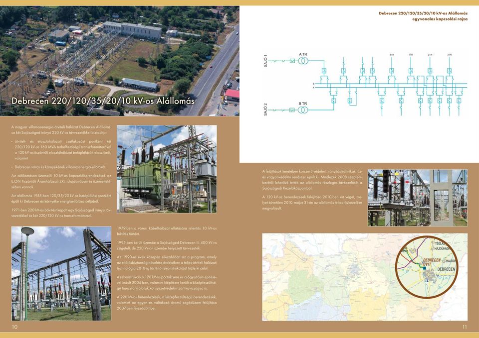 Debrecen város és környékének villamosenergia-ellátását. Az alállomáson üzemelő 10 kv-os kapcsolóberendezések az E.ON Tiszántúli Áramhálózati ZRt. tulajdonában és üzemeltetésében vannak.