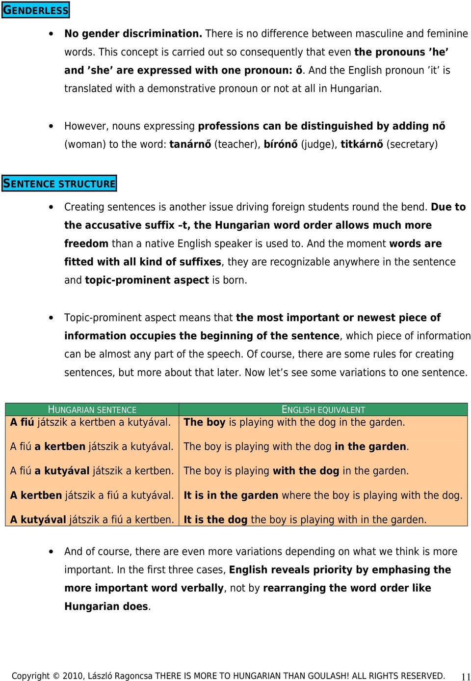 And the English pronoun it is translated with a demonstrative pronoun or not at all in Hungarian.