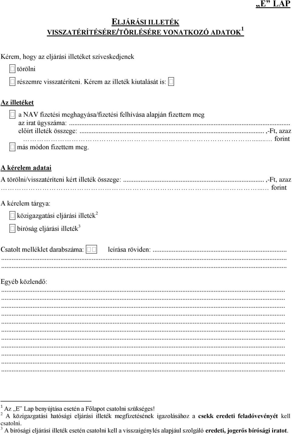 Az illeték törlése/visszatérítése PDF Ingyenes letöltés