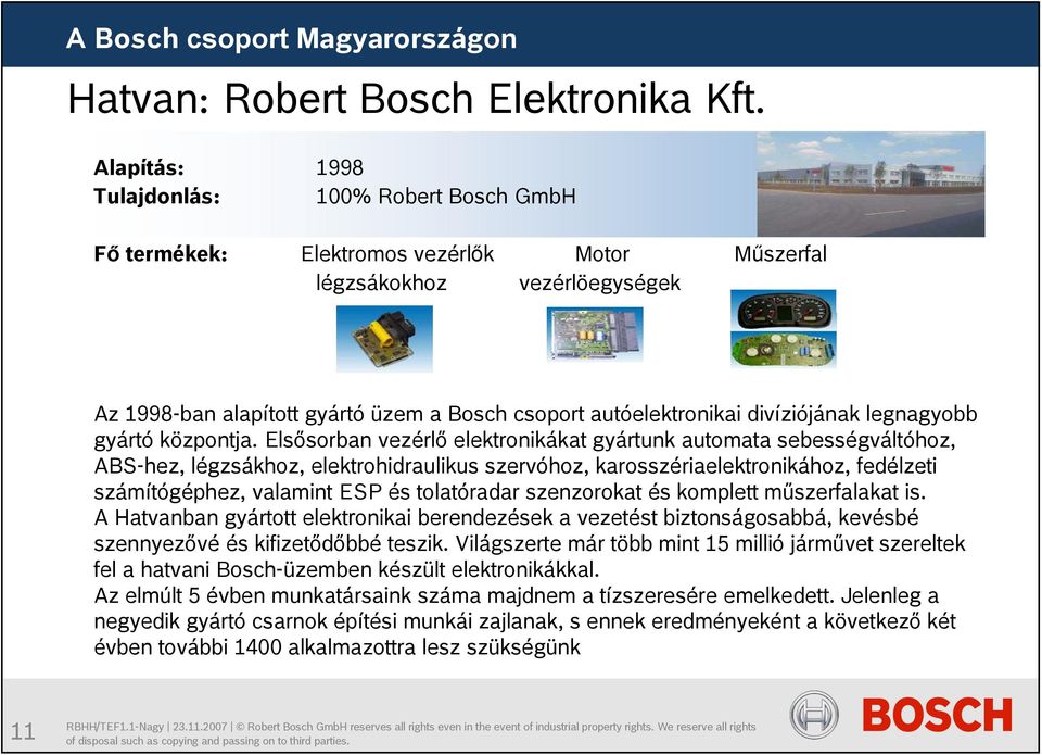 Szeretettel köszk. Robert Bosch Elektronika Kft. Hatvan - PDF Free Download