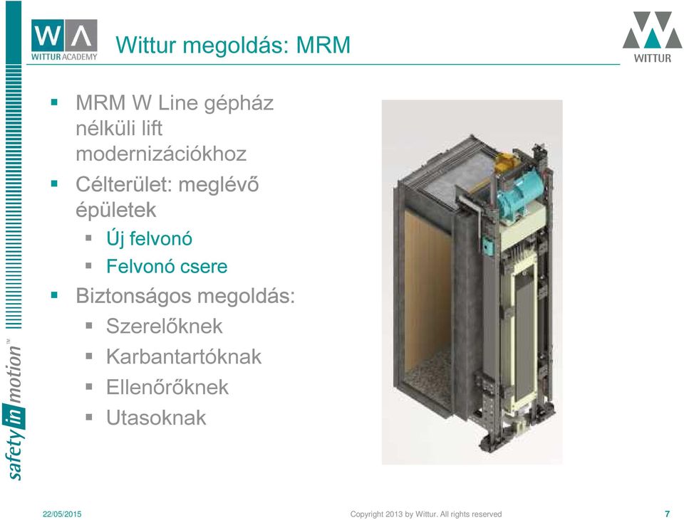 Felvonó csere Biztonságos megoldás: Szerelőknek Karbantartóknak