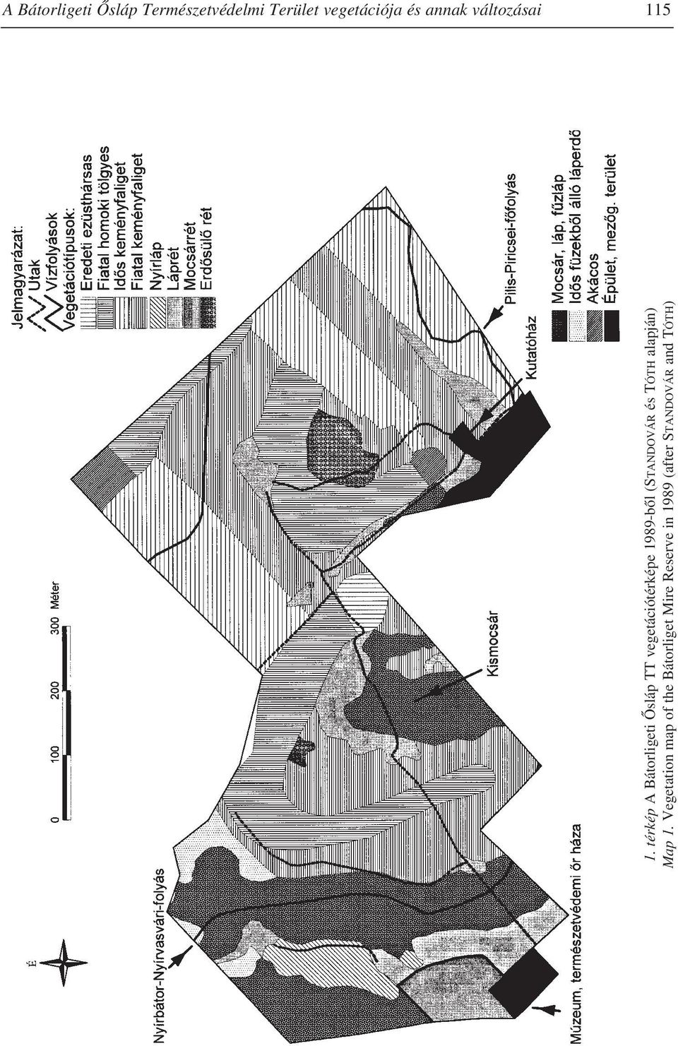 Vegetation map of the Bátorliget Mire Reserve in 1989 (after