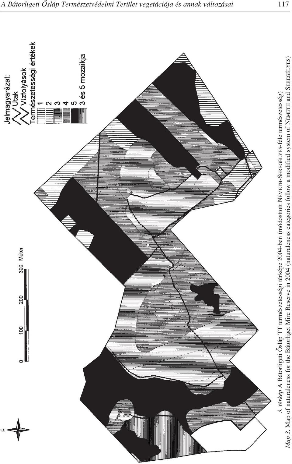 Map of naturaleness for the Bátorliget Mire Reserve in 2004 (naturaleness categories