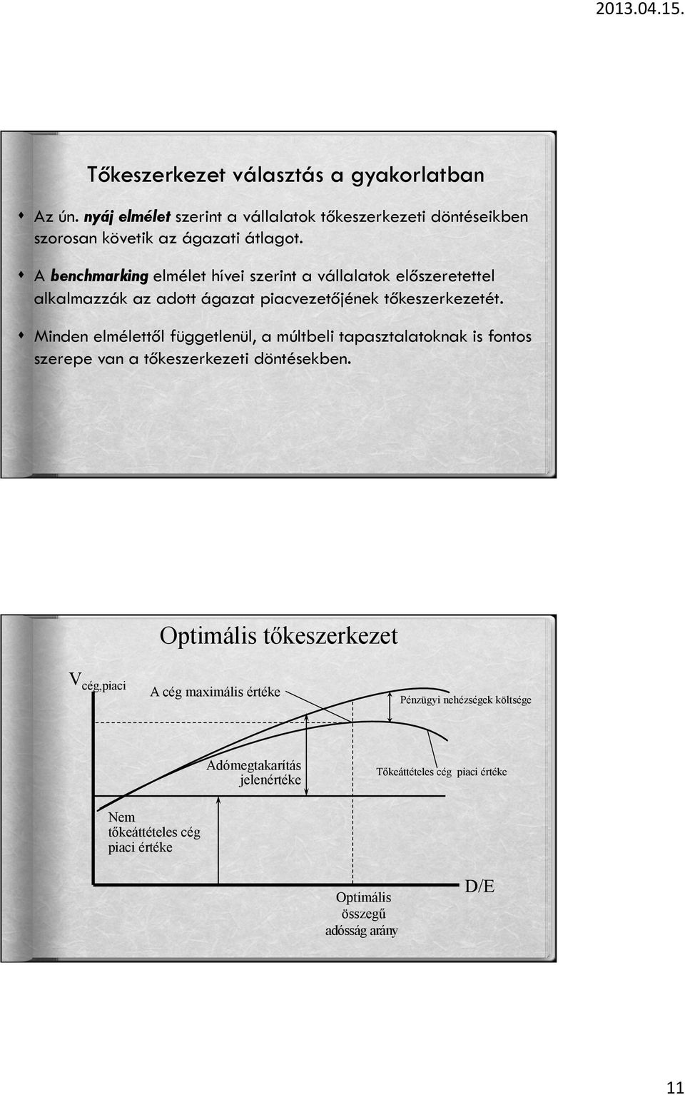 Minden elmélettől függetlenül, a múltbeli tapasztalatoknak is fontos szerepe van a tőkeszerkezeti döntésekben.