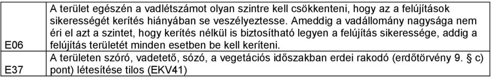 Ameddig a vadállomány nagysága nem éri el azt a szintet, hogy kerítés nélkül is biztosítható legyen a felújítás