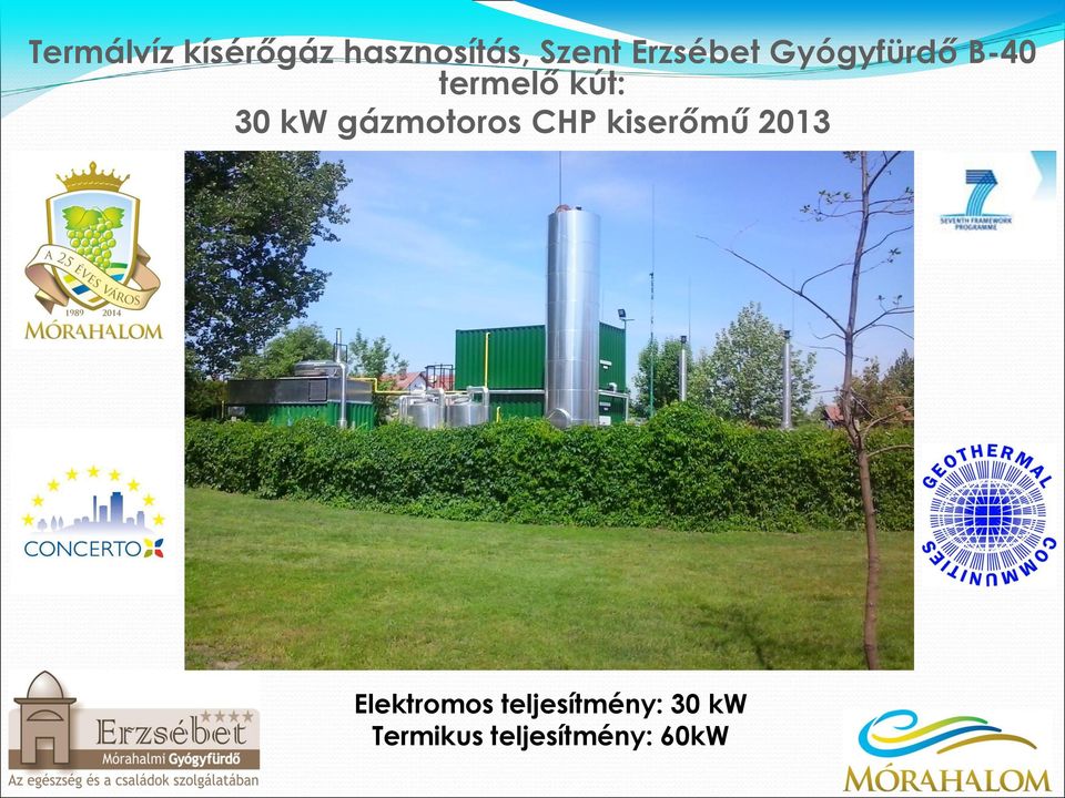 kw gázmotoros CHP kiserőmű 2013 Elektromos