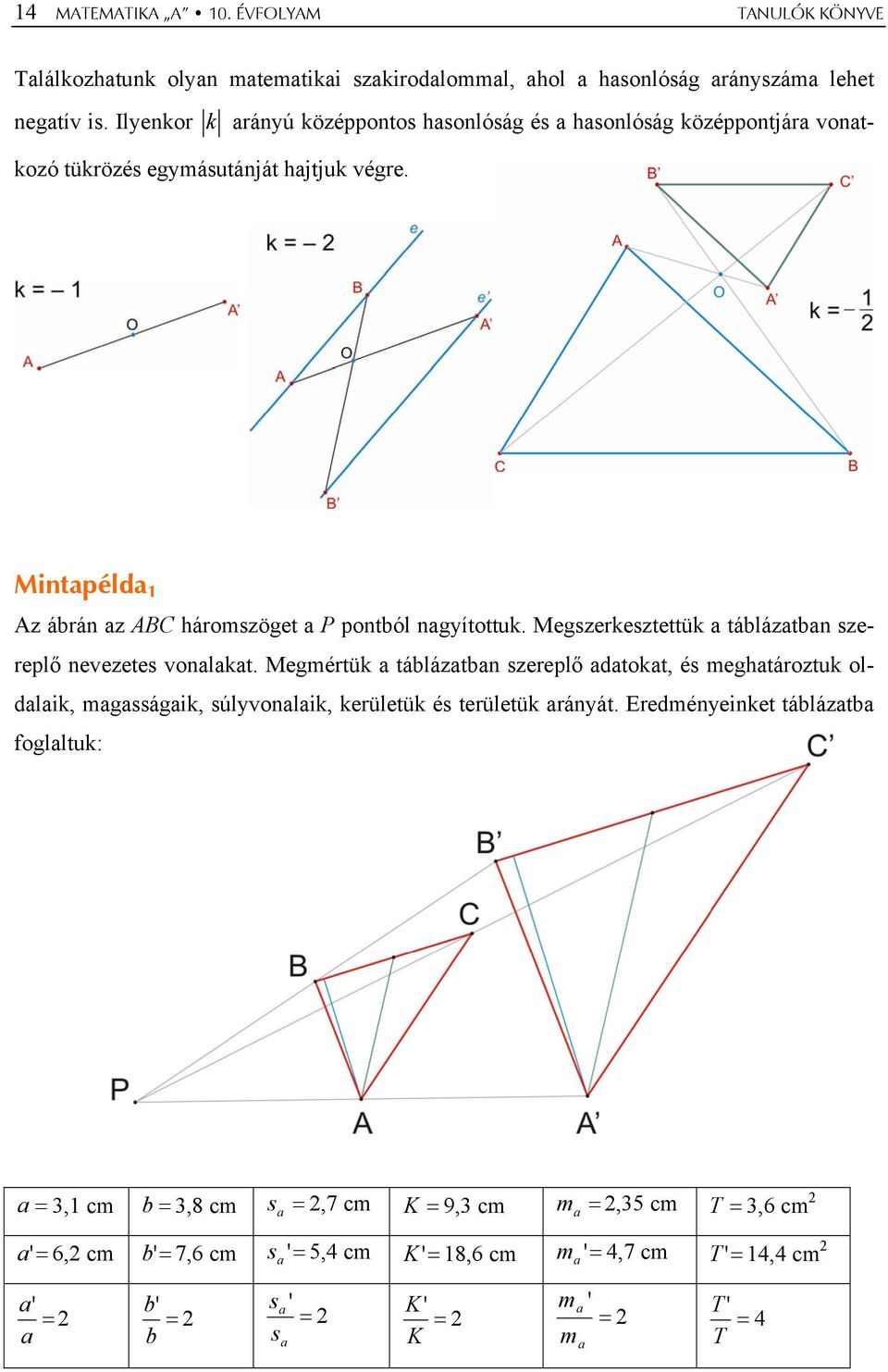 Megszerkesztettük a táblázatban szereplő nevezetes vonalakat.