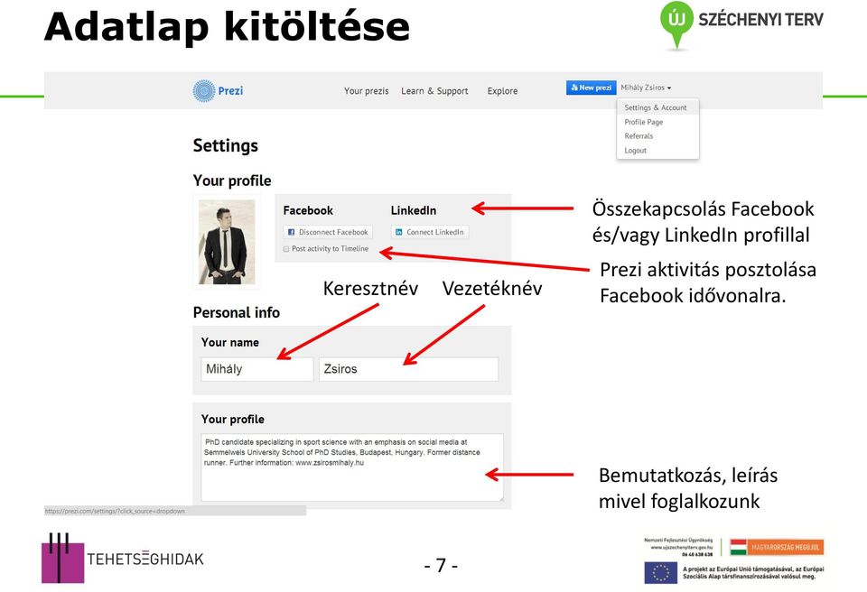 profillal Prezi aktivitás posztolása Facebook