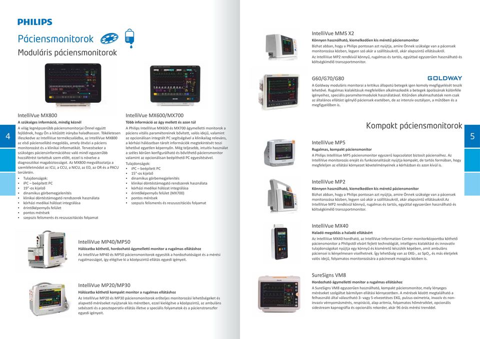 Az IntelliVue MP2 rendkívül könnyű, rugalmas és tartós, egyúttaé egyszerűen használható és költségkímélő transzportmonitor.