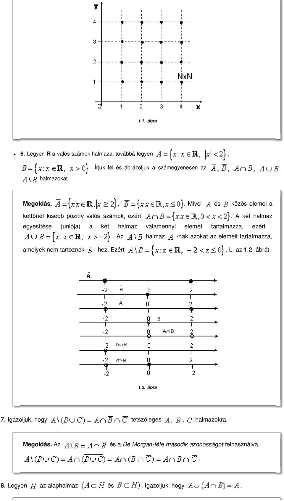 Az halmaz -nak azokat az elemeit tartalmazza, amelyek nem tartoznak -hez. Ezért. L. az 1.2. ábrát. 1.2. ábra 7.