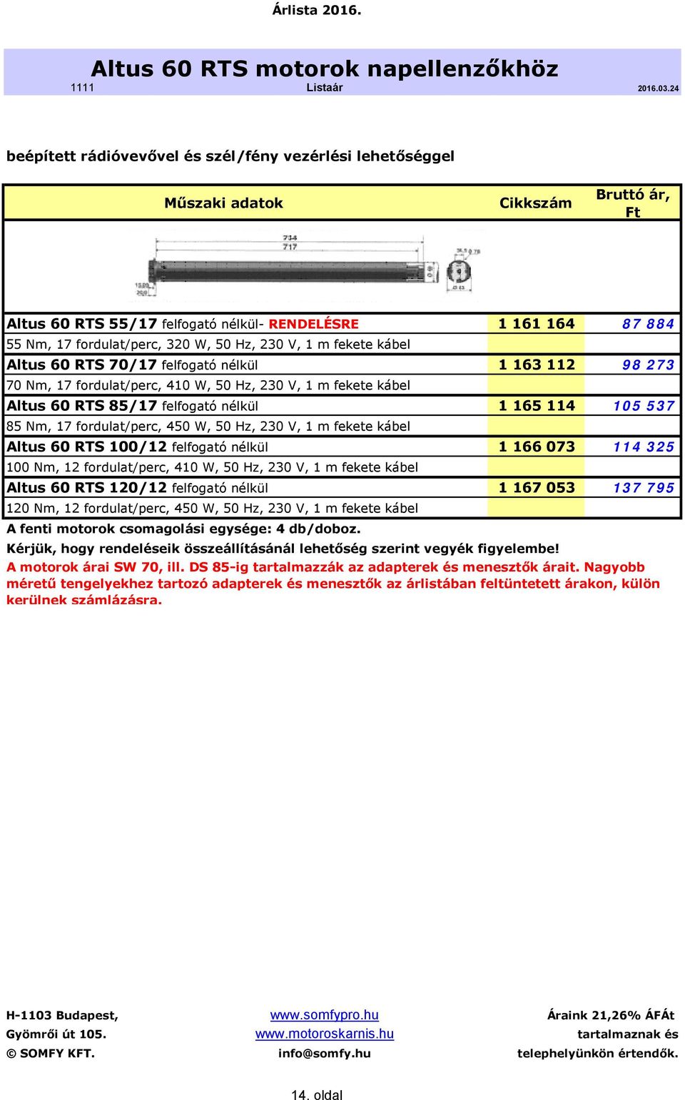 nélkül 1 165 114 105 537 85 Nm, 17 fordulat/perc, 450 W, 50 Hz, 230 V, 1 m fekete kábel Altus 60 RTS 100/12 felfogató nélkül 1 166 073 114 325 100 Nm, 12 fordulat/perc, 410 W, 50 Hz, 230 V, 1 m