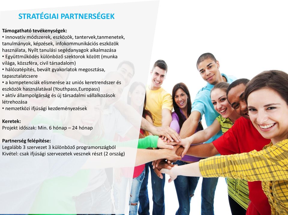 kompetenciák elismerése az uniós keretrendszer és eszközök használatával (Youthpass,Europass) aktív állampolgárság és új társadalmi vállalkozások létrehozása nemzetközi ifjúsági