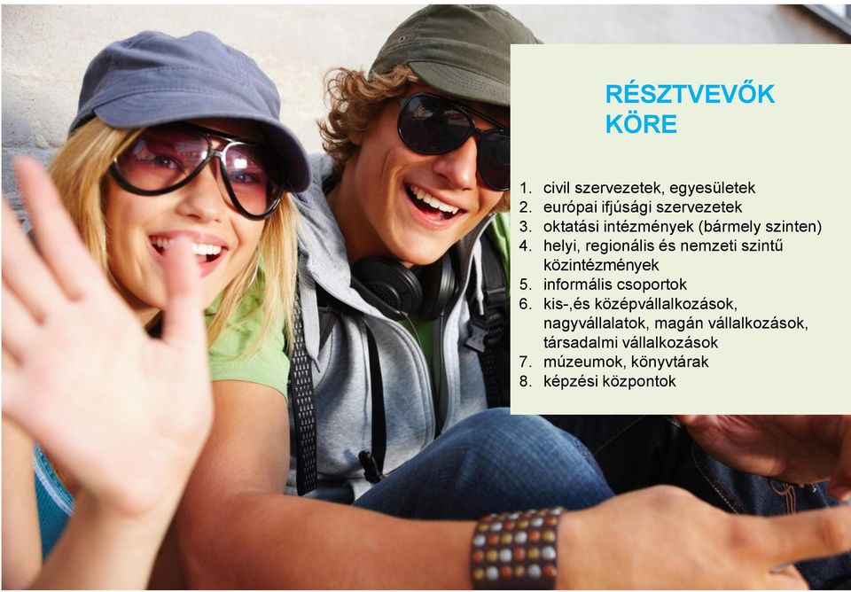 helyi, regionális és nemzeti szintű közintézmények 5. informális csoportok 6.