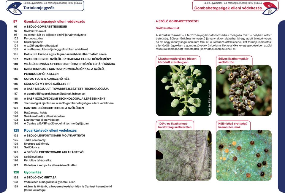 peronoszpórafertőzés elhárítására 114 Szisztemikus kontakt kombinációkkal a szőlőperonoszpóra ellen 115 Copac Flow a korszerű réz 115 Scala: Új Mythos született 116 A BASF megújult, továbbfejlesztett