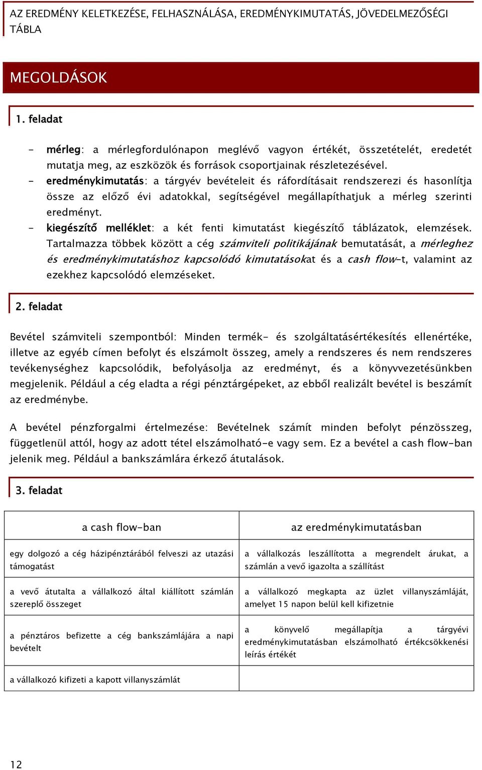 - kiegészítő melléklet: a két fenti kimutatást kiegészítő táblázatok, elemzések.