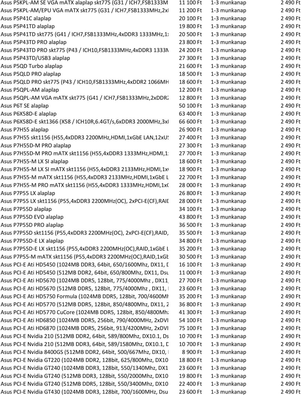 1333MHz,1xGbE 20 LAN,8xUSB) 500 Ft 1-3 munkanap Asus P5P43TD PRO alaplap 23 800 Ft 1-3 munkanap Asus P5P43TD PRO skt775 (P43 / ICH10,FSB1333MHz,4xDDR3 1333MHz,1xGbE 24 200 LAN,12xUSB) Ft 1-3 munkanap