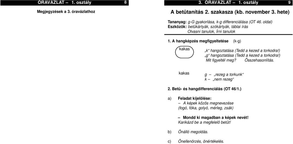 A hangképzés megfigyeltetése (k-g) kakas k hangoztatása (Tedd a kezed a torkodra!) g hangoztatása (Tedd a kezed a torkodra!) Mit figyeltél meg? Összehasonlítás.