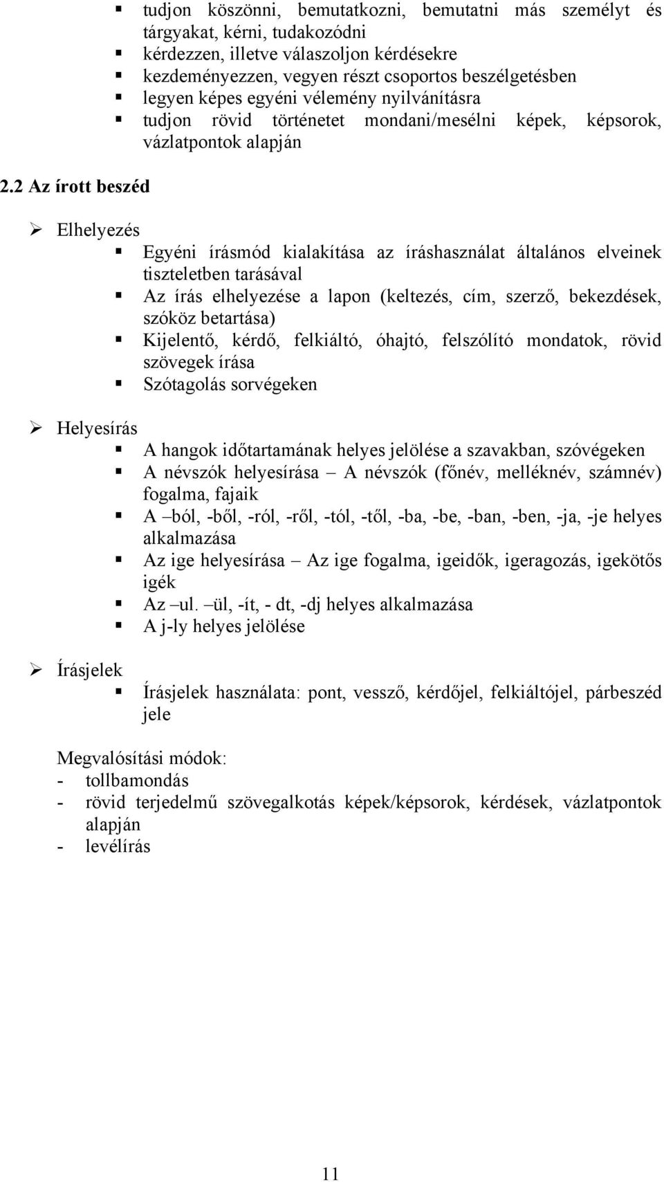 általános elveinek tiszteletben tarásával Az írás elhelyezése a lapon (keltezés, cím, szerző, bekezdések, szóköz betartása) Kijelentő, kérdő, felkiáltó, óhajtó, felszólító mondatok, rövid szövegek