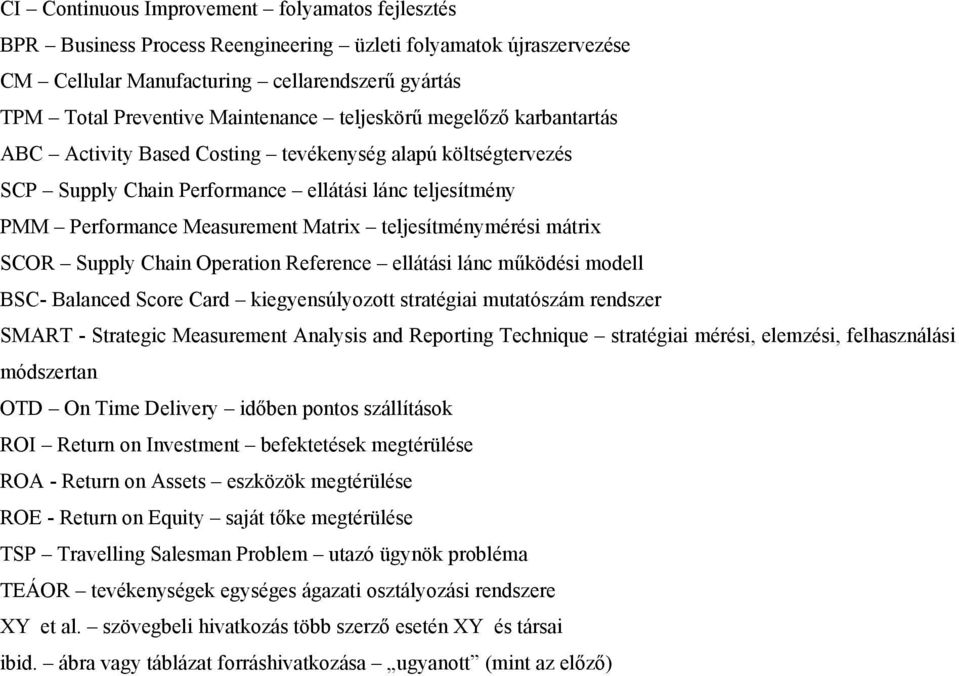 teljesítménymérési mátrix SCOR Supply Chain Operation Reference ellátási lánc működési modell BSC- Balanced Score Card kiegyensúlyozott stratégiai mutatószám rendszer SMART - Strategic Measurement