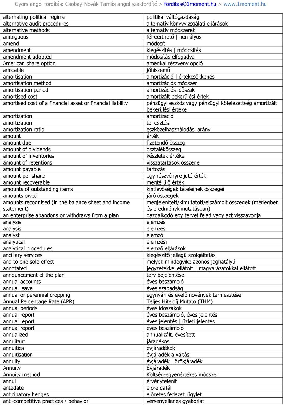 Pénzügyi és számviteli angol szótár Hungarian Dictionary of Financial and  Accounting Terms - PDF Ingyenes letöltés