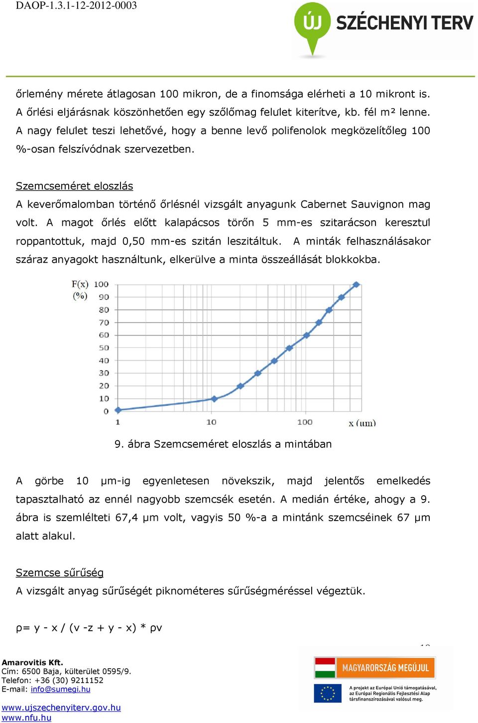 Szemcseméret eloszlás A keverőmalomban történő őrlésnél vizsgált anyagunk Cabernet Sauvignon mag volt.